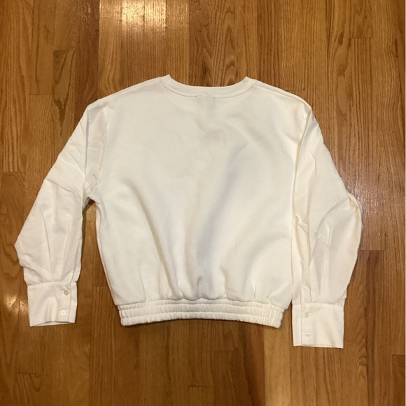 Women’s sleek, fleece sweatshirt pullover with button up shirt, sleeves - Picture 4 of 7